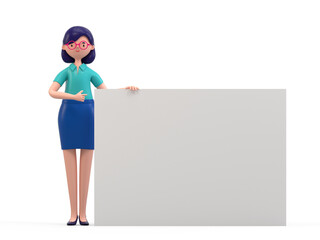 3D people holding an empty white board for insert a concept © Jane