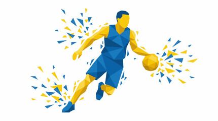 Dynamic geometric basketball player dribbling, low-poly abstract art © SABSTOCK