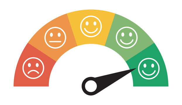 Customer icon emotions satisfaction meter with different symbols on transparent background