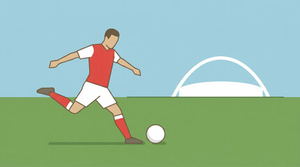 Obraz premium Soccer player kicking ball on field