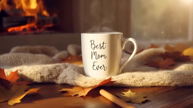 Coffee Cup Best Mom Ever Cozy Scene Copy Space