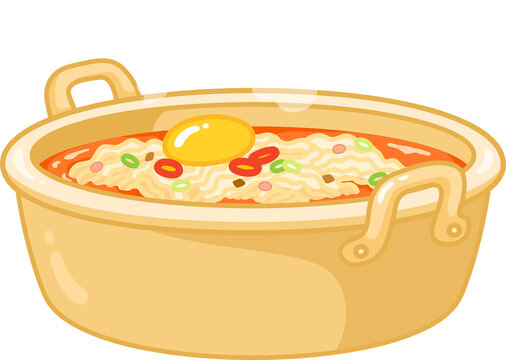 Ramyun illustration, Korean Food, Ramyun PNG, Instant Noodle, Spicy Noodle