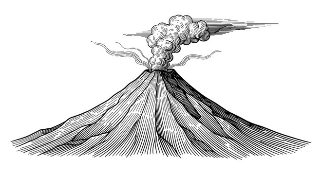 Volcano Eruption Dramatic Volcanic Peak With Smoke.