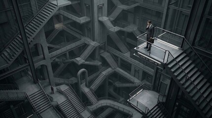 Naklejka premium Industrial Maze of Steel Pipes and Catwalks.