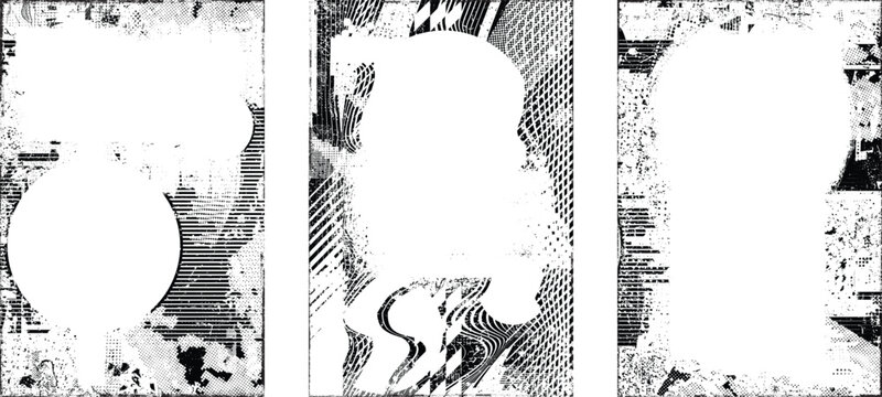Grungy isolated layers . Design element for brochure, social media, posters, flyers. Overlay texture.Textured banner with Distress effect .Vector halftone dots . Screen print texture
