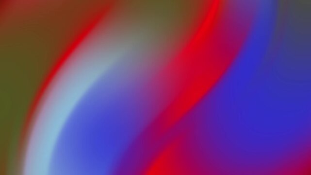 Bold abstract gradient with flowing red, blue, white, and olive tones blending in smooth organic motion