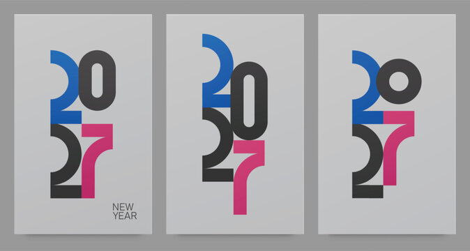 Modern Geometric 2027 Logo Set with Bold Minimal Shapes and Contemporary Color