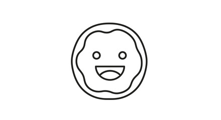 Fototapeta premium Happy Donut Icon with Smiling Face, Sweet Food Vector Art, Kawaii Style