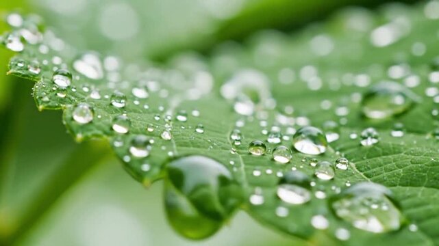 Leaf with dew macro calm footage