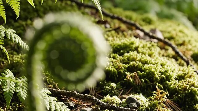 Fern spiral focus shift macro footage