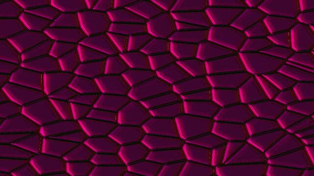 Dark abstract geometric pattern with glowing magenta polygon shapes forming a sleek futuristic surface. The dynamic motion and reflective texture create a modern high-tech visual