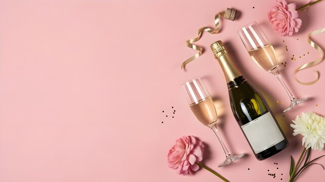 National Wine Day Celebration: Champagne, Flowers, and Golden Confetti