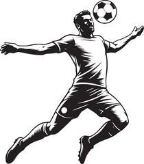 Naklejka premium Dynamic Soccer Player Heading Ball Vector Illustration