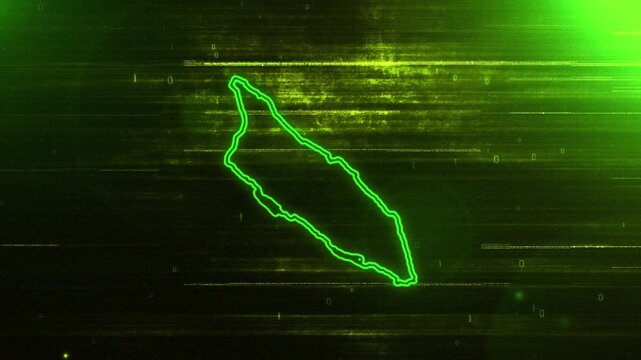 4K Resolution, Aruba Country Digital Futuristic Glitch Map, Futuristic AI Aruba Map Opener Suitable for Politics, Elections, News and Sports Events