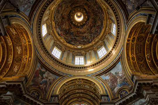 Baroque Dome Interior of Sant'Agnese in Agone Church in Rome, Italy