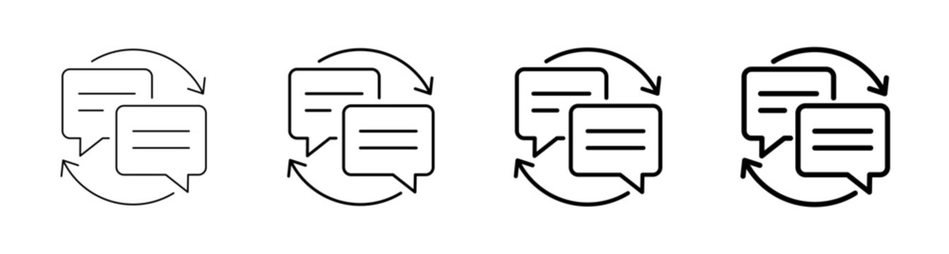 Communication Exchange and Two Way Feedback Loop Line Art Icon Vector Illustration Editable