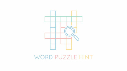 Obraz premium Minimalist word puzzle concept with magnifying glass