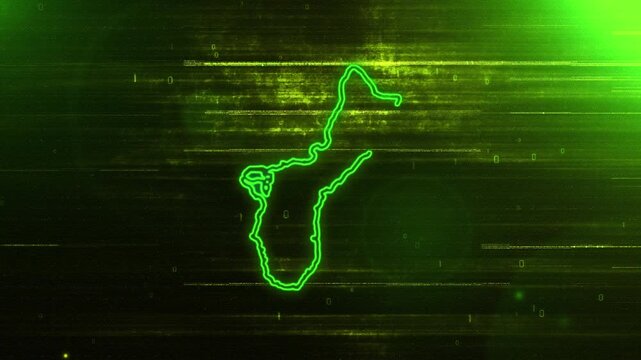 4K Resolution, Guam Country Digital Futuristic Glitch Map, Futuristic AI Guam Map Opener Suitable for Politics, Elections, News and Sports Events