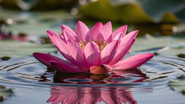 Pink lotus flower in water symbolizing conceptual art and dynamic energy