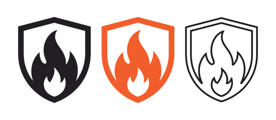 Fire protection icon with shield and flame symbol, vector illustration for heat resistant safety, emergency defense, and industrial protection systems © Sidratul Muntaha 5