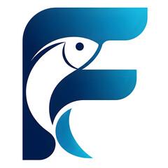 Obraz premium Fish Letter F Logo Aquatic Animal Alphabet Monogram Modern Blue Marine Icon Creative Branding Design Isolated on Transparent Background