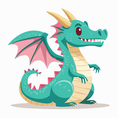 Fototapeta premium Cute Teal Dragon Illustration