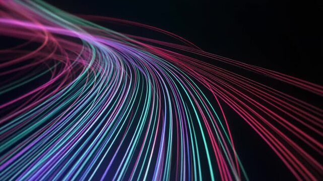 Abstract flowing vibrant light streaks creating a sense of motion and speed, high-resolution digital art
