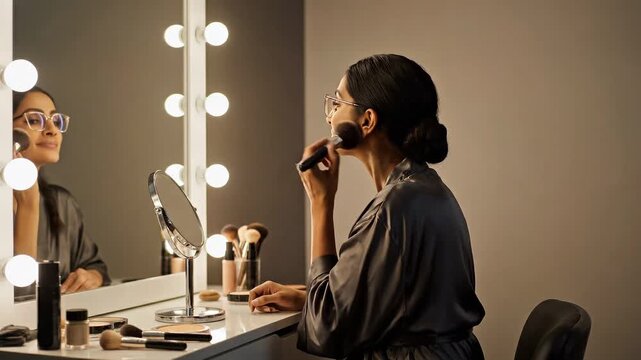 Actor putting on stage makeup