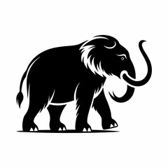 Obraz premium A sleek black and white vector illustration of an elephant standing on a flat surface with a minimalist and stylized design.