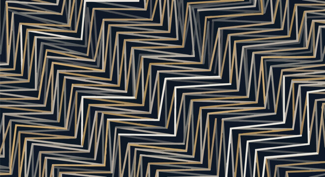 Geometric zigzag pattern with gold and gray lines
