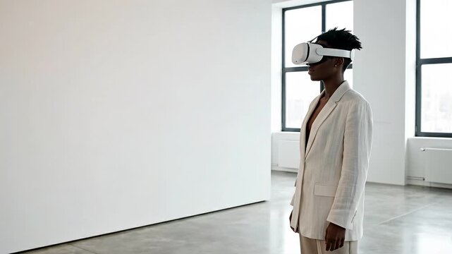 Visitor wearing VR headset