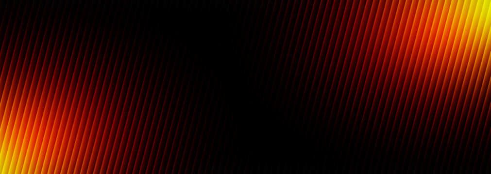 Abstract diagonal lines with gradient orange and yellow colors fading into black