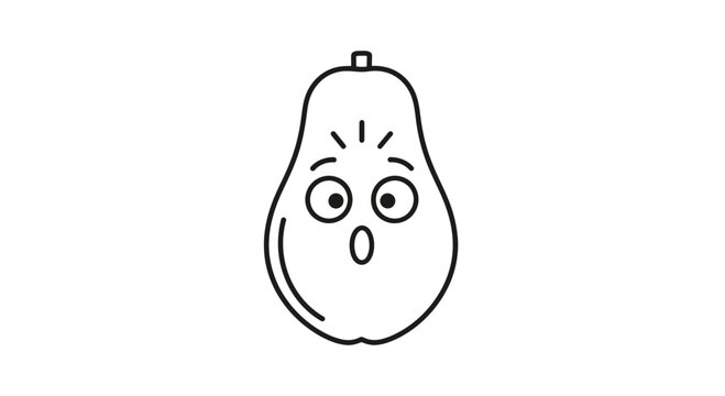 Surprised Papaya Character with Big Eyes and Open Mouth, Vector Illustration