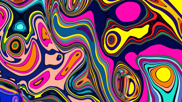Vibrant Abstract Psychedelic Pattern with Bold Multicolor Swirls