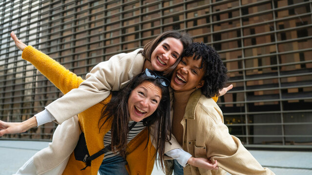 Group of diverse women smiling and enjoying friendship