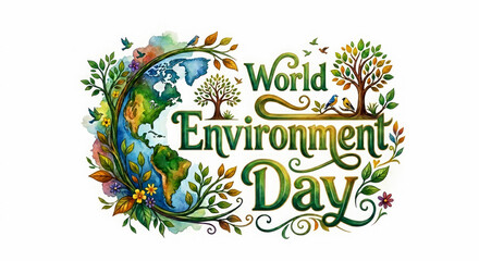 Obraz premium Calligraphy Logo concept design for World environment day background design.