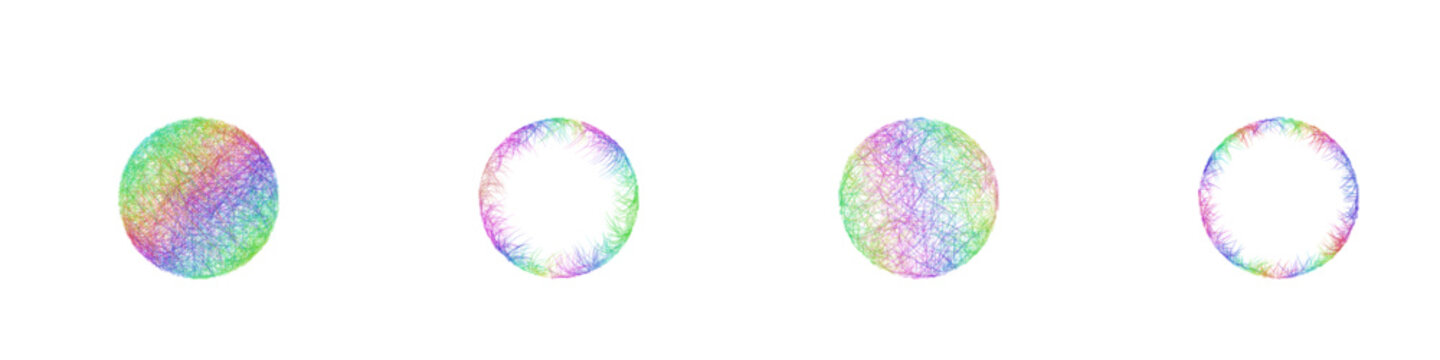 Rainbow sketch record button icon design set
