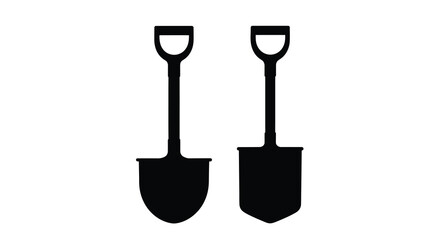 Two garden shovels in black silhouette against a white background © APIM02SN
