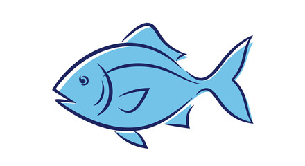 Fototapeta premium Simple illustration of a blue fish with a light blue outline swimming gracefully in clear blue water, perfect for aquatic themes and ocean life