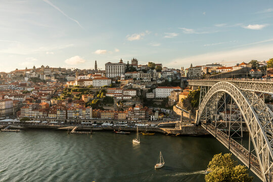 Portugal, Northern Portugal, Porto, Douro River and Arrabida Bridge