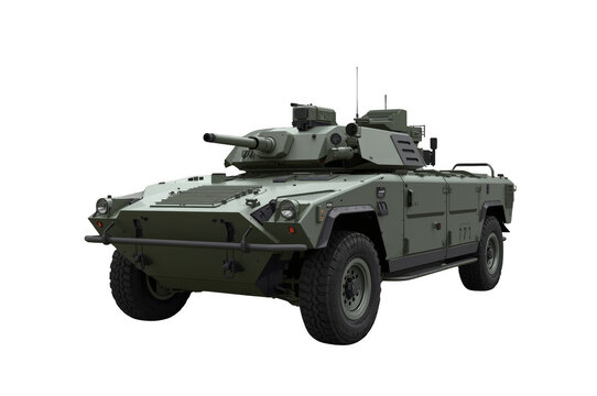 Military armored combat vehicle with turret and cannon