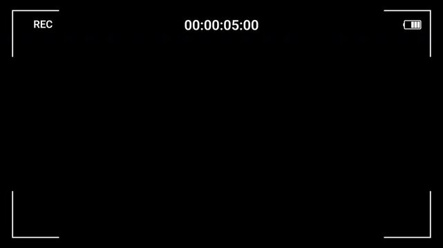 Video camera recorder overlay, Video filming screen, shooting camera recording display.
