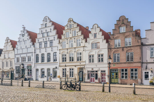 Row of stepped gable houses in Friedrichstadt Germany