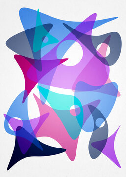 Abstract colorful fluid overlapping geometric shapes