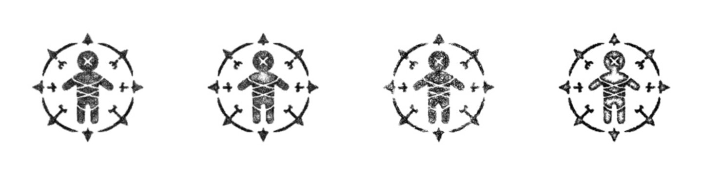 Sketch curse spell icon design set
