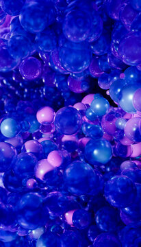 Abstract blue and purple translucent 3d sphere cluster background