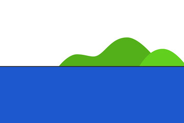 Fototapeta premium Minimal landscape background with green hills and blue sea