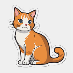 Fototapeta premium Cute Orange and White Tabby Cat Illustration