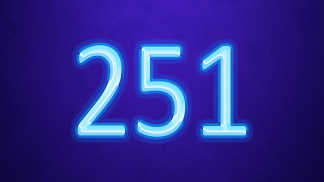 Glowing blue number design of 251 on blue background.