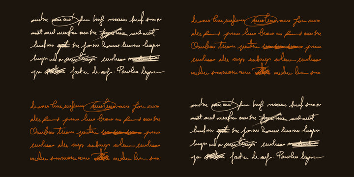 Vintage Handwritten Cursive Poetry Text Vector Illustration. Background with unreadable and illegible script style. Abstract doodle hand drawn script with messy scribbles 